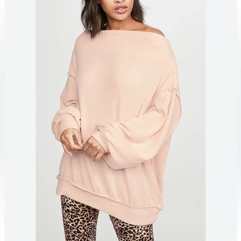 Free People Slouchy Main Squeeze Hacci Top- Nectar